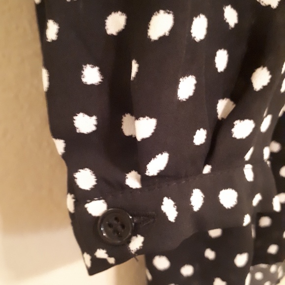 Black & white polka dot chiffon blouse - Picture 4 of 5